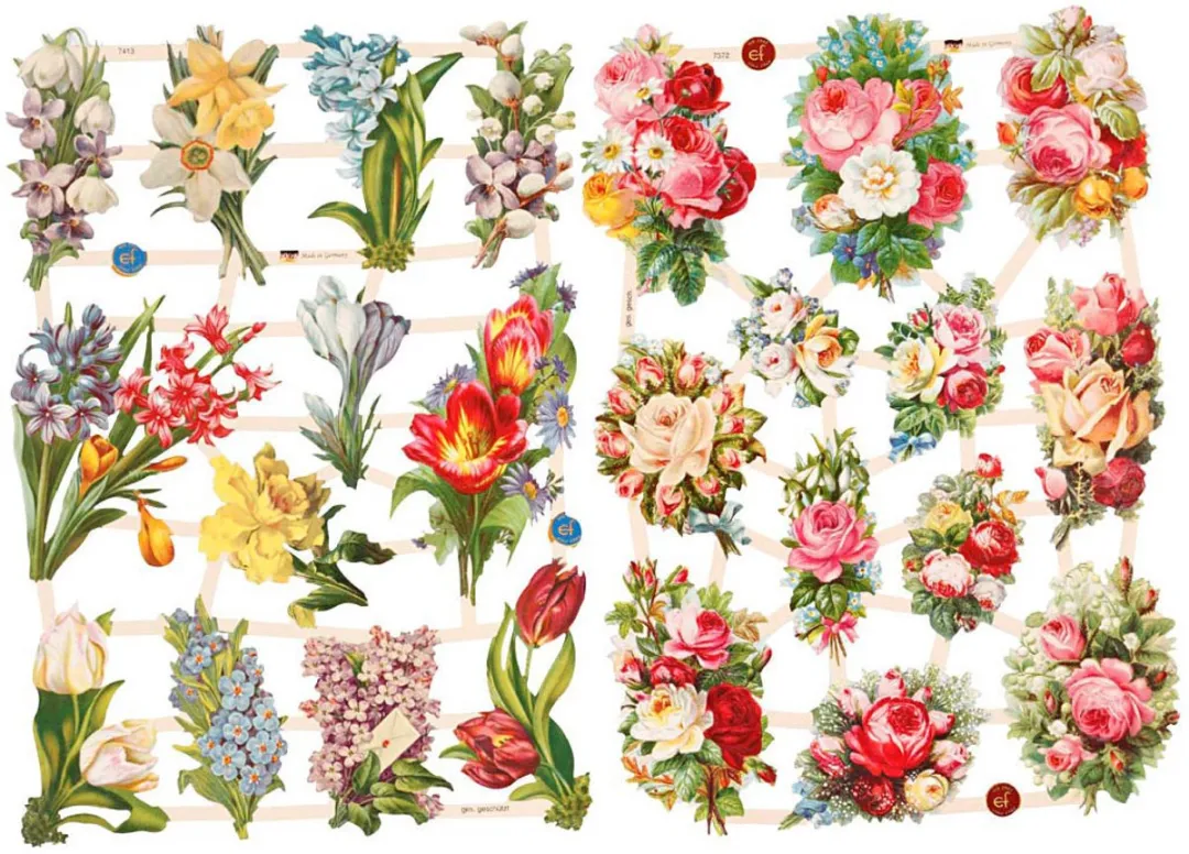 Creativ Company Vintage Plaatjes Lente Bloemen - 16,5x23,5cm - Multikleuren
