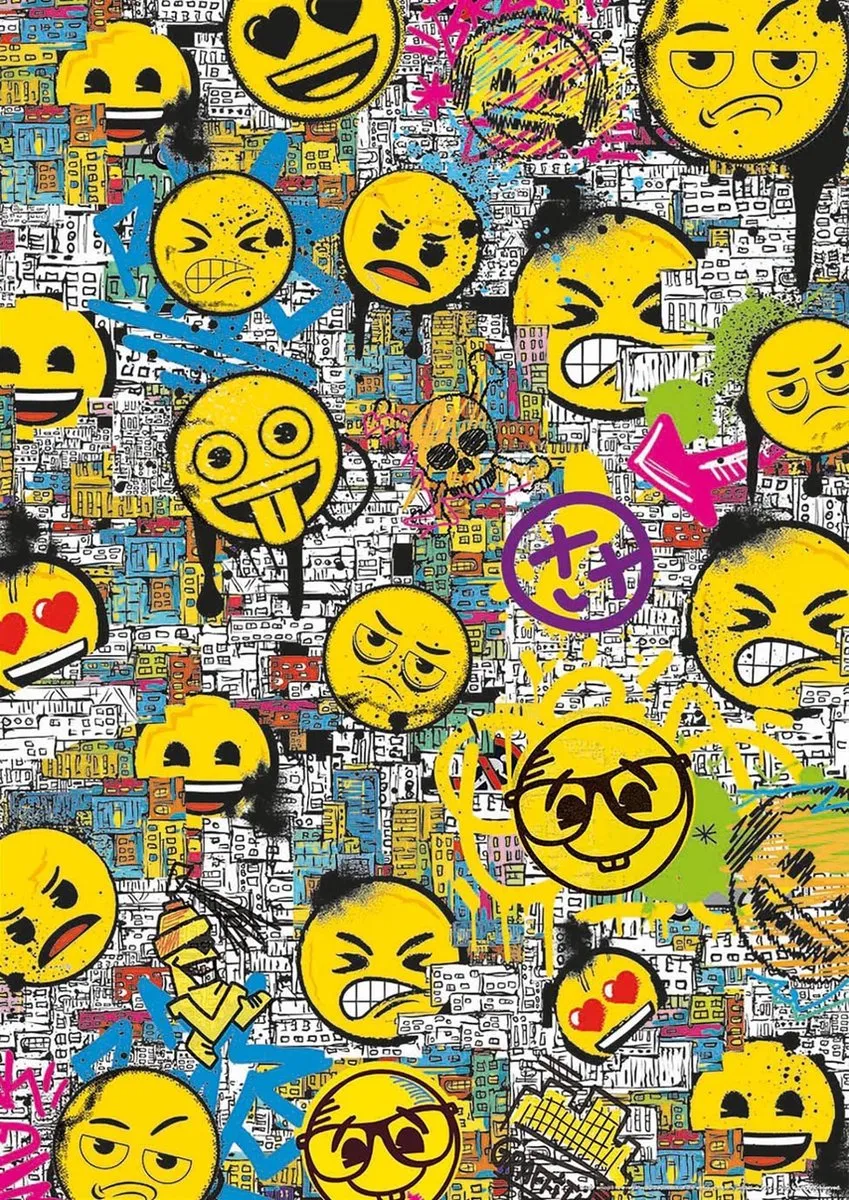 Educa Emoji Legpuzzel 500 Stukjes - Paars/Zwart/Wit/Blauw/Geel/ Groen/ Oranje
