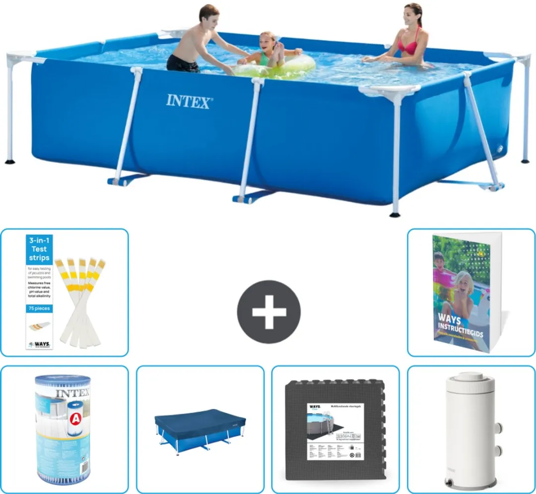 Intex Rechthoekig Frame Zwembad 300x200x75cm - Blauw - 7-delig