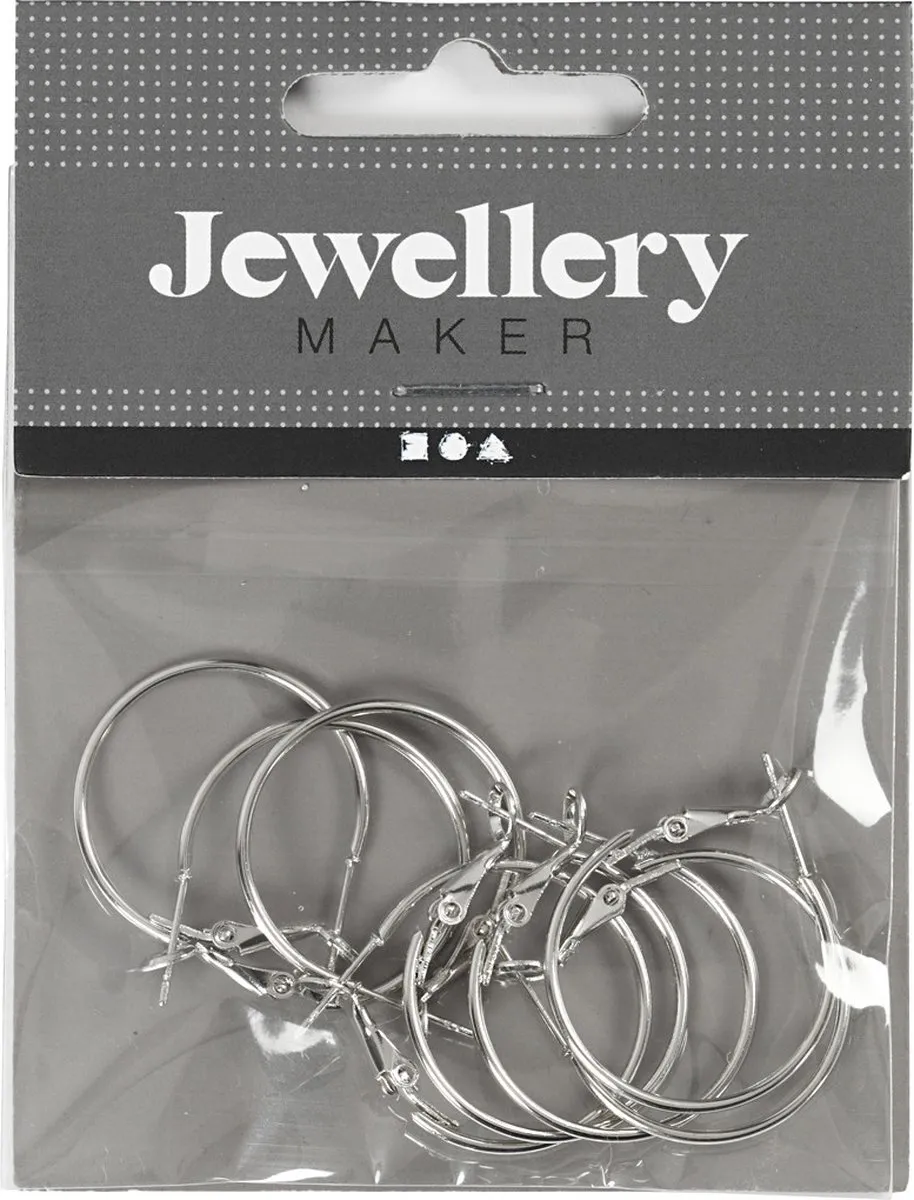 Creativ Company Oorbellen 25mm Verzilverd - 8 Stuks