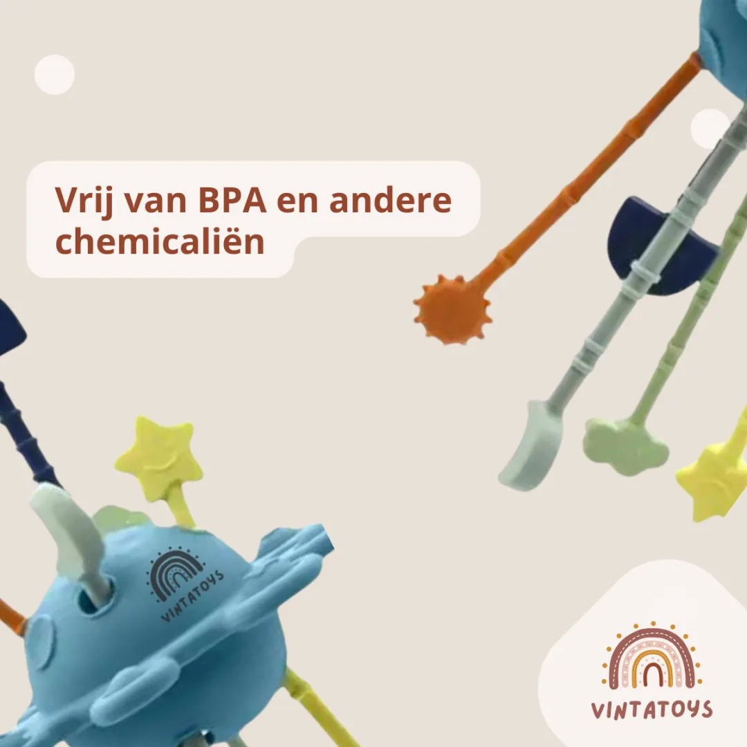 VintaToys -Baby Speelgoed 6 Maanden - Sensorisch Speelgoed Baby - Baby Speelgoed - Sensorische Stimulatie - Montessori Speelgoed Baby - Baby Speelgoed Jongen - Fijne Motoriek - Blauw