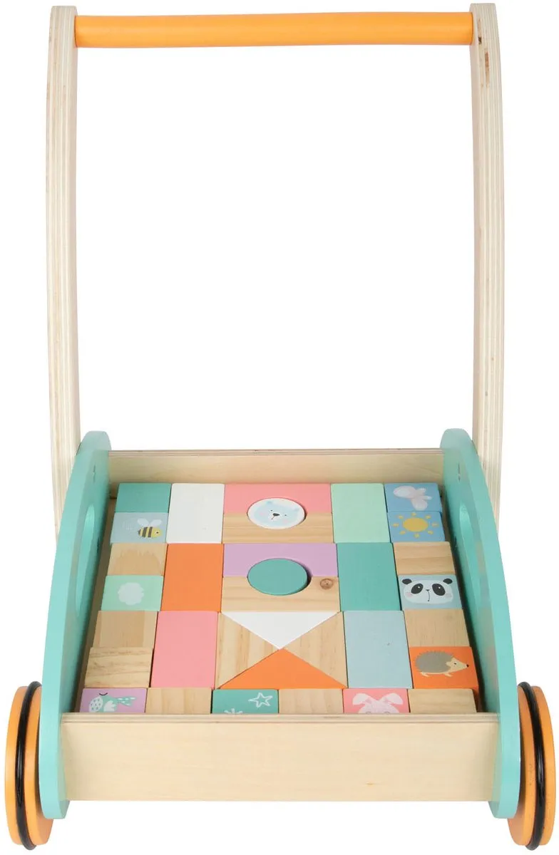Small Foot Houten Baby Walker Loopwagen 11766 - Pastel Blauw/Oranje