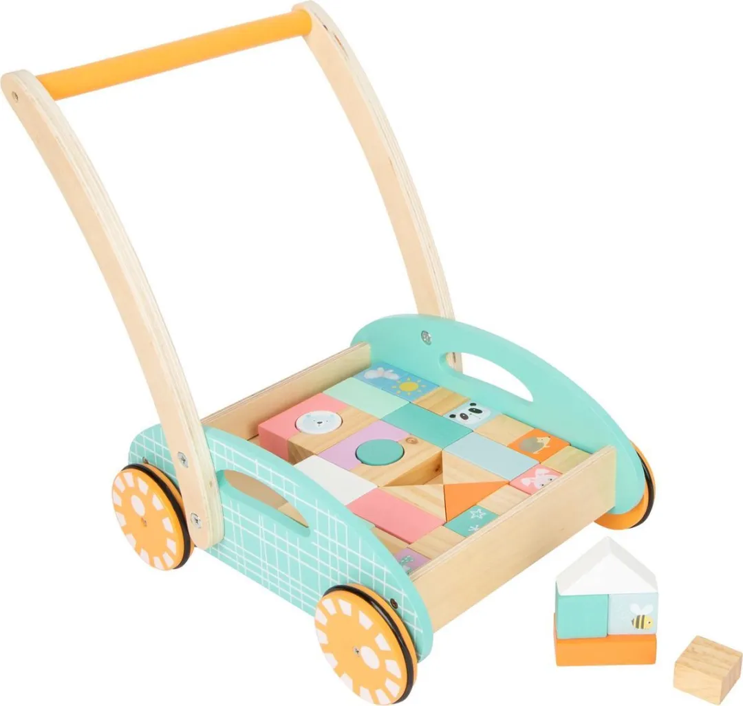 Small Foot Houten Baby Walker Loopwagen 11766 - Pastel Blauw/Oranje - afbeelding 6 van 6