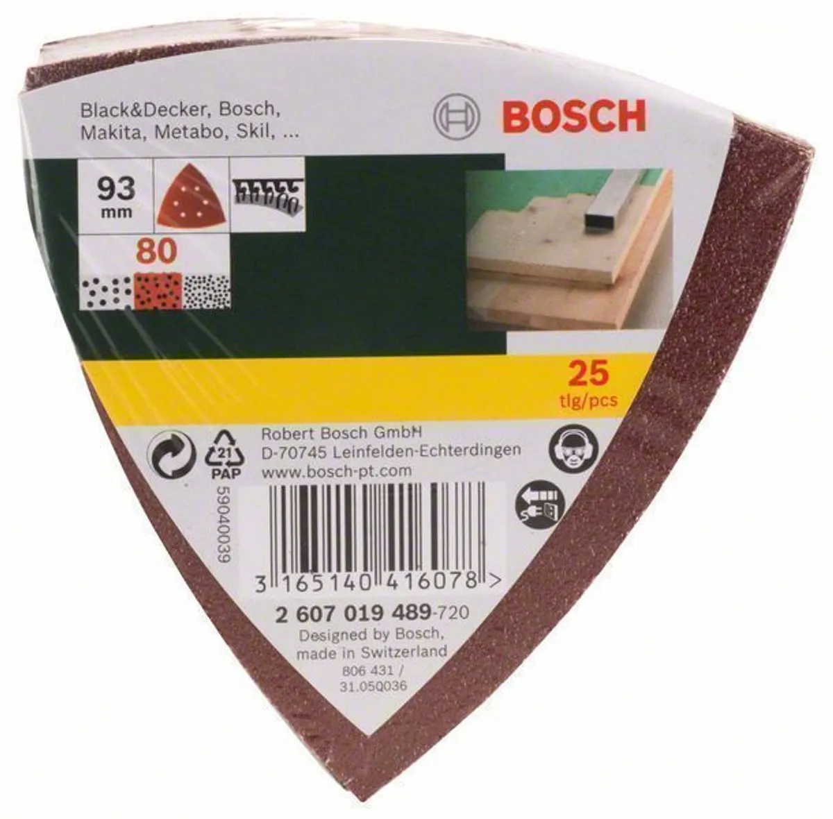 Bosch 25-delige Schuurbladenset Deltaschuurmachine - Korrel 80