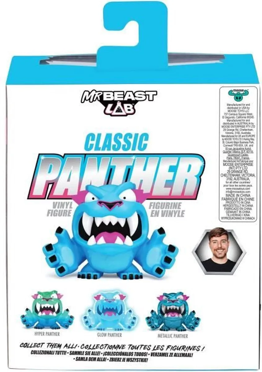 Moose Toys Mr. Beast Lab Klassieke Panter Vinylfiguur 8,8cm - Blauw
