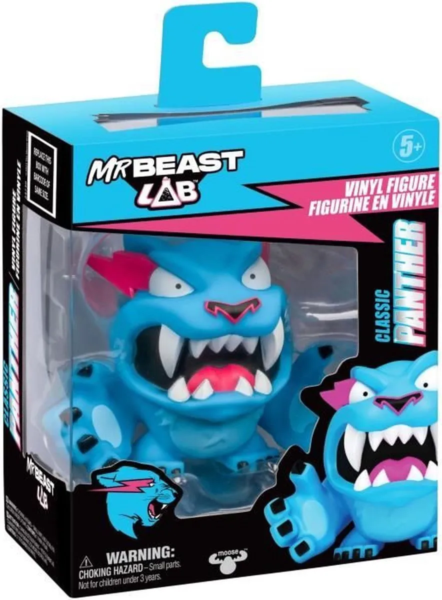 Moose Toys Mr. Beast Lab Klassieke Panter Vinylfiguur 8,8cm - Blauw - afbeelding 6 van 6