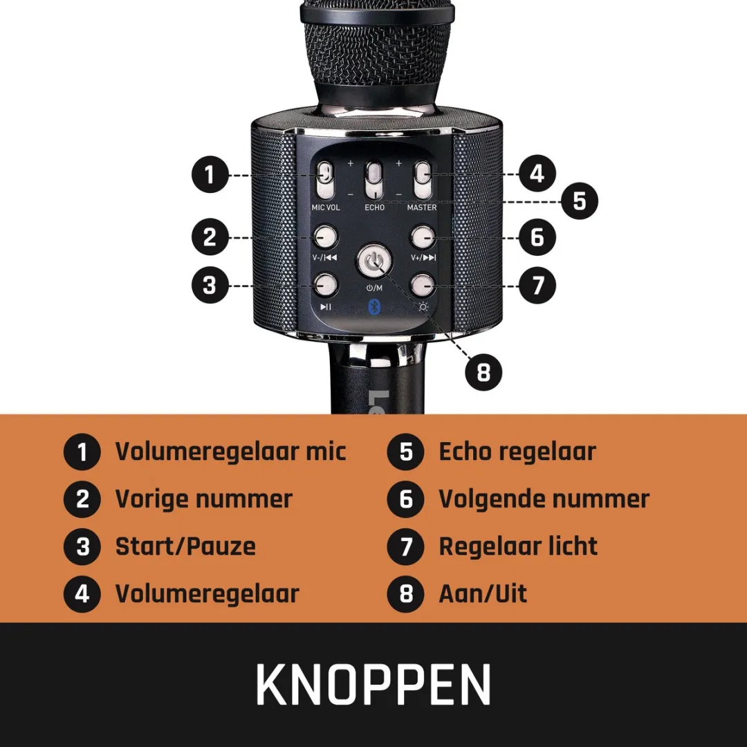 Lenco BMC-090BK Karaoke Microfoon - Bluetooth Speaker - Zwart