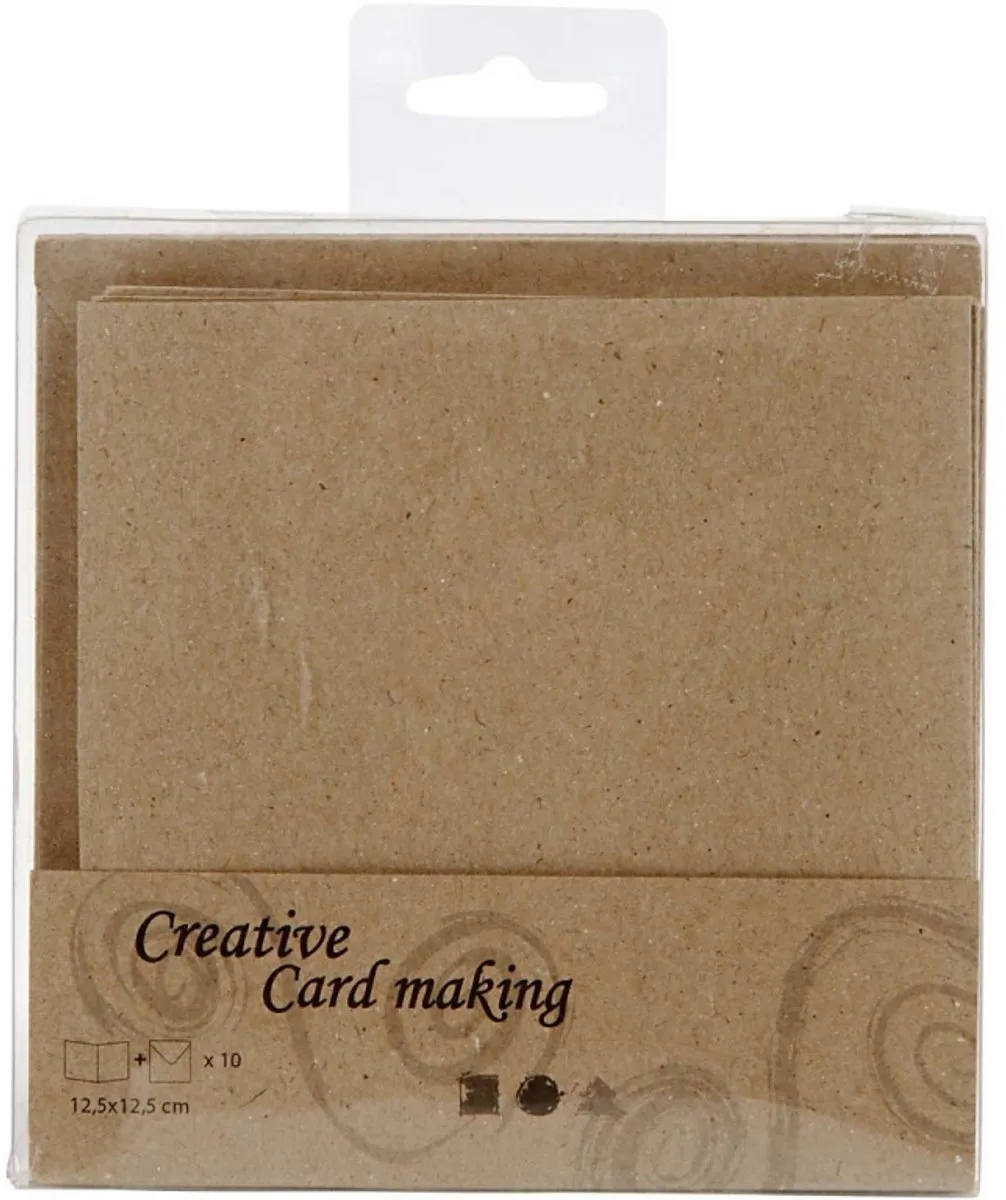Creativ Company Kaarten & Enveloppen 12,5x12,5cm - Bruin - 10 Stuks