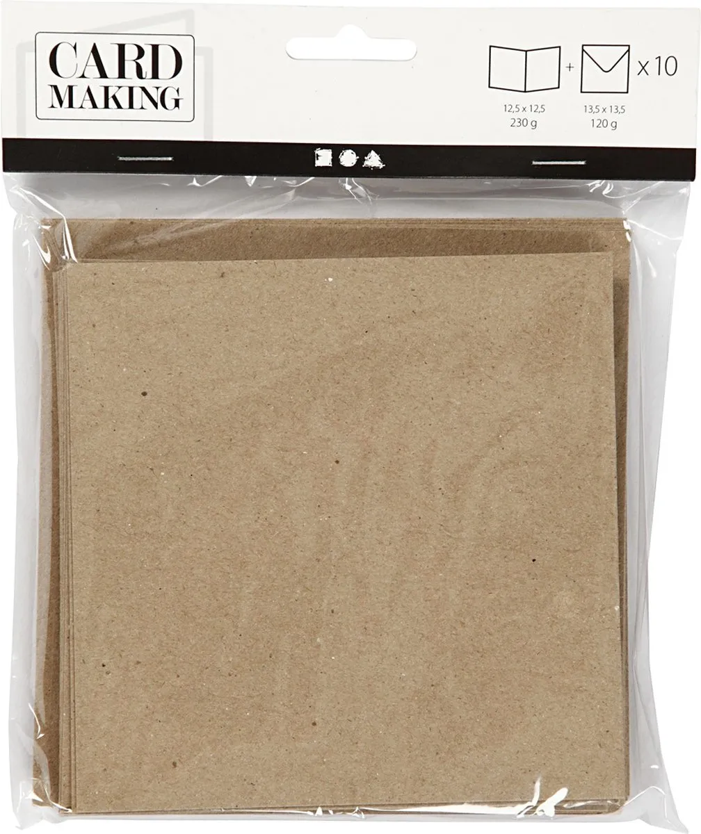 Creativ Company Kaarten & Enveloppen 12,5x12,5cm - Bruin - 10 Stuks