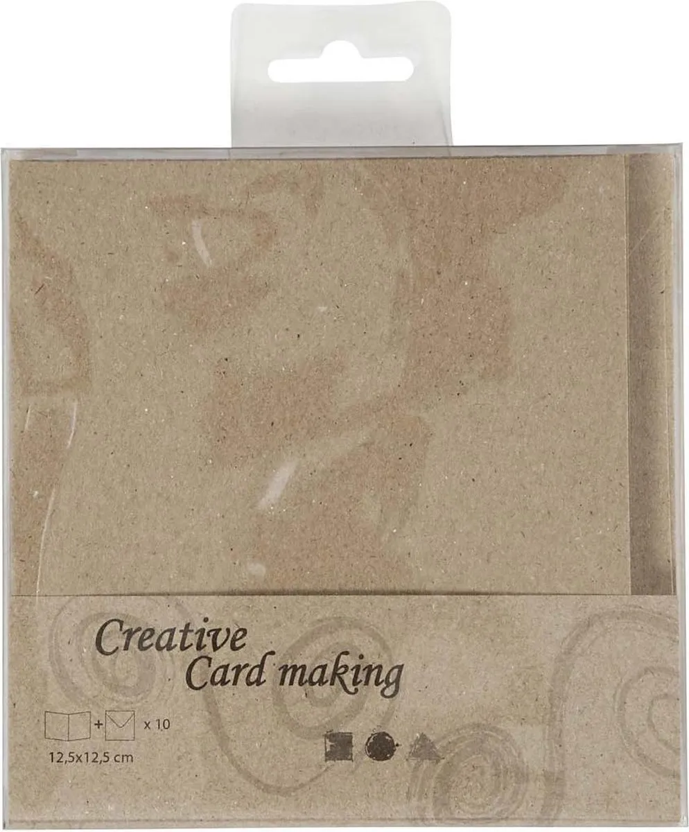 Creativ Company Kaarten & Enveloppen 12,5x12,5cm - Bruin - 10 Stuks
