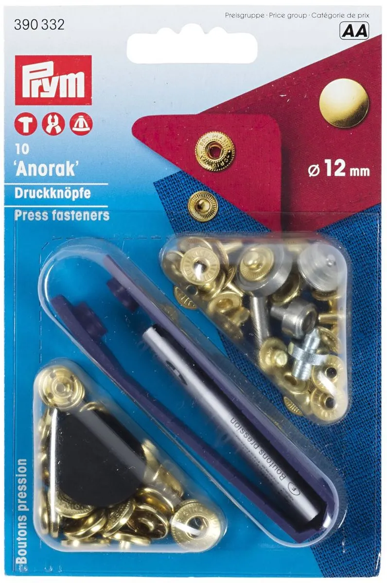 Prym Naaivrijdrukknopen Anorak 12mm - Goudkleurig - 10 Stuks