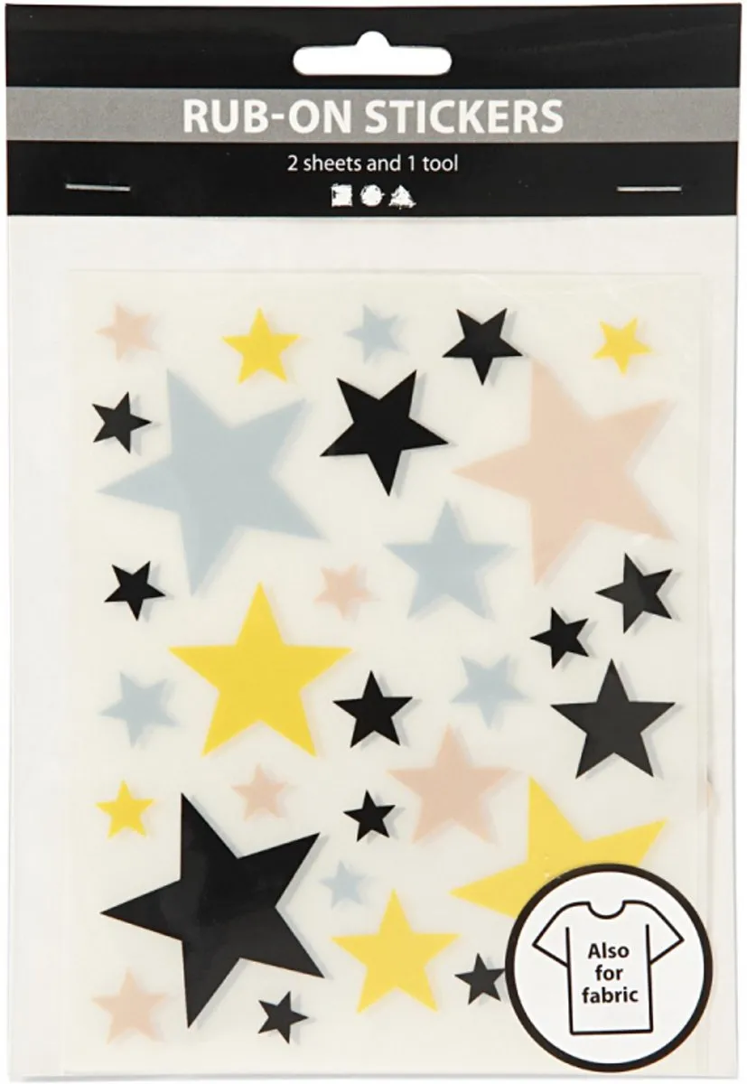 Creativ Company Rub-on Sterren 12x15cm - 2 Vellen Multikleuren