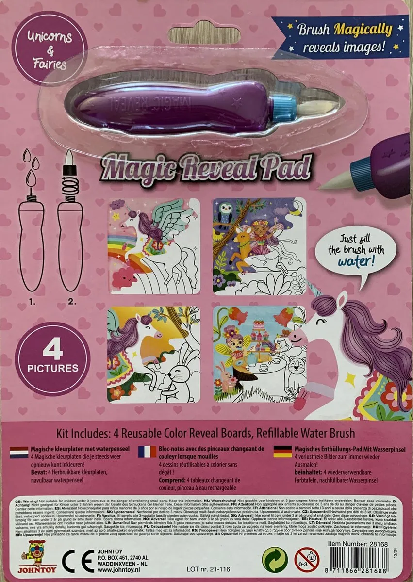 Johntoy Magisch Tekenblok Waterkwast - 25,5cm Multicolor