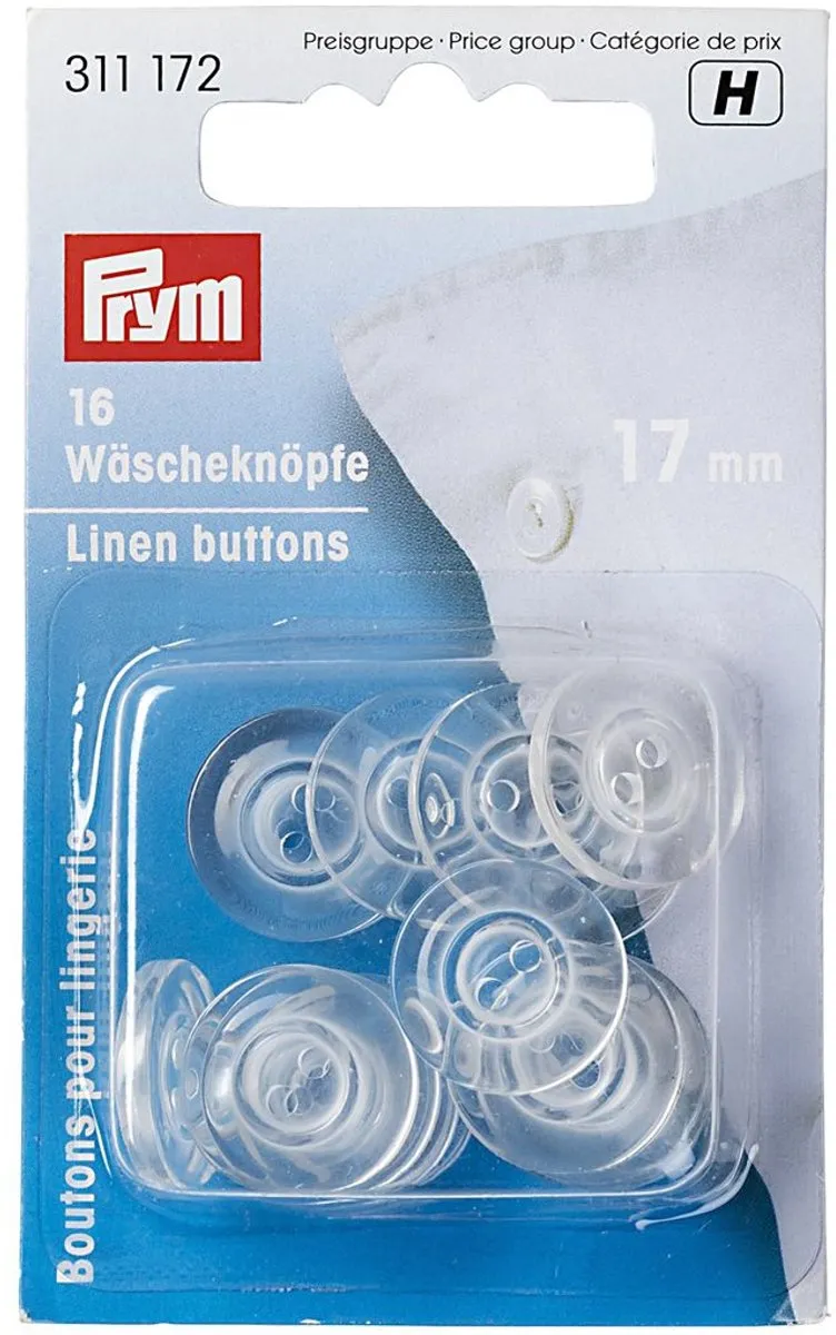 Prym Linnen Knopen 17mm Transparant - 16 Stuks