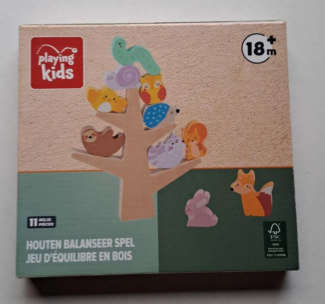 Playing Kids Houten Balanceerspel Dieren Multicolor
