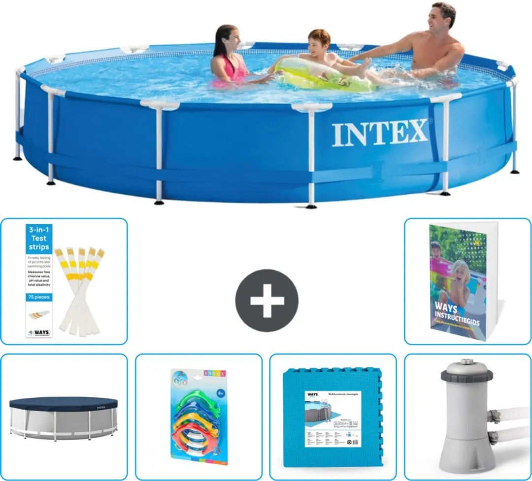 Intex 28210NP-Blauw Rond Frame Zwembad 366x76cm
