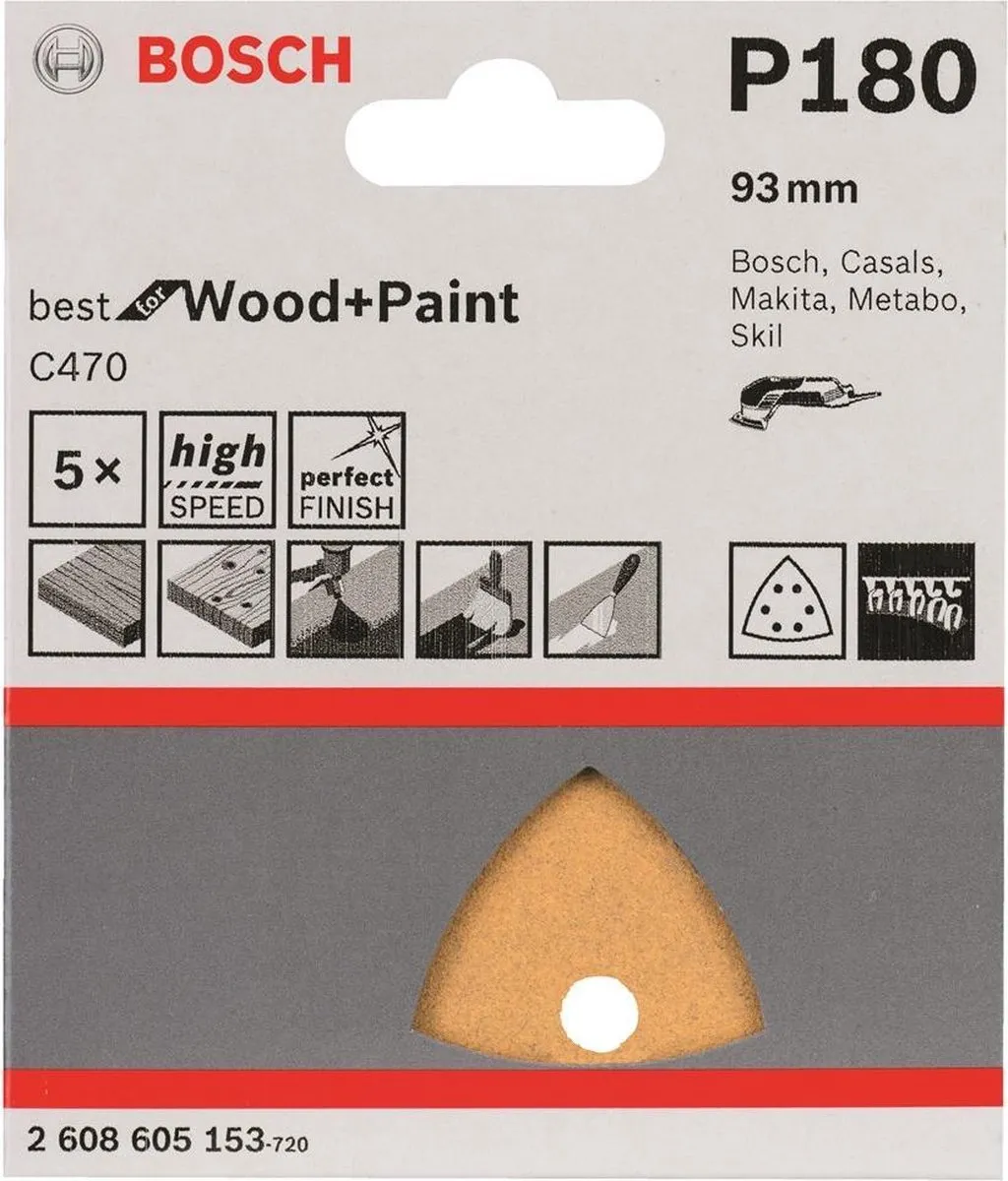Bosch 5-delige Schuurbladenset 93mm - 180