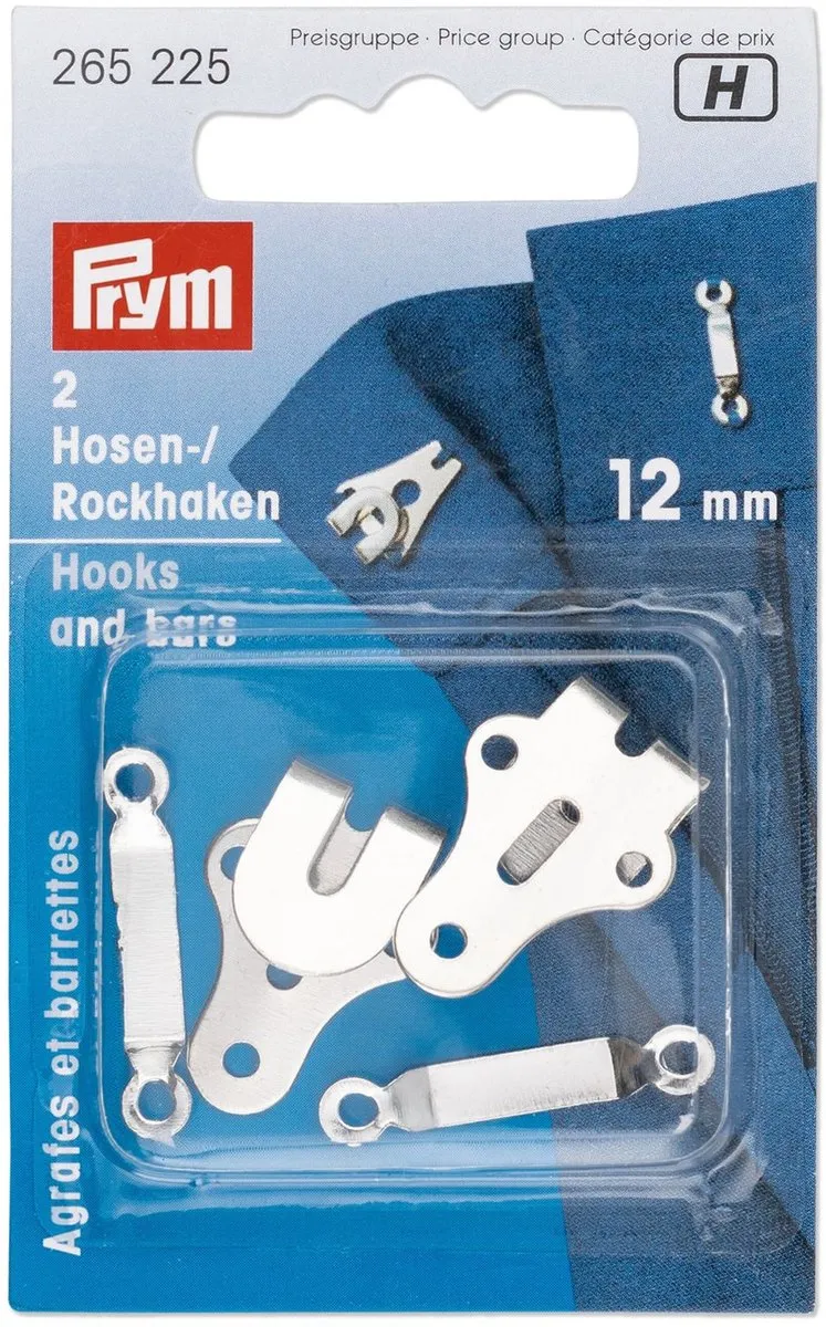 Prym Broek- en Rokhaken ST 12mm - 2 Stuks - Zilverkleur