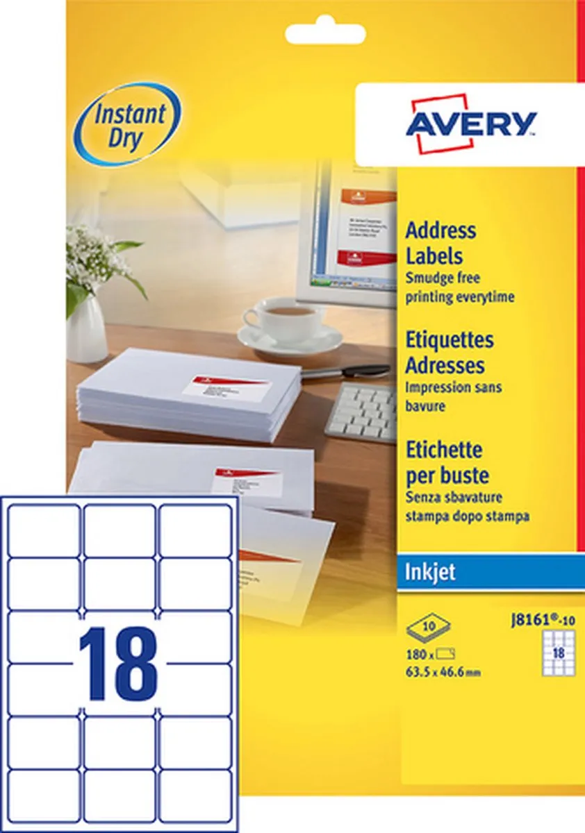 Avery White Adreslabels J8161 - 50ml
