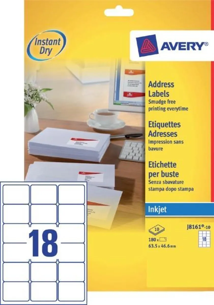 Avery White Adreslabels J8161 - 50ml