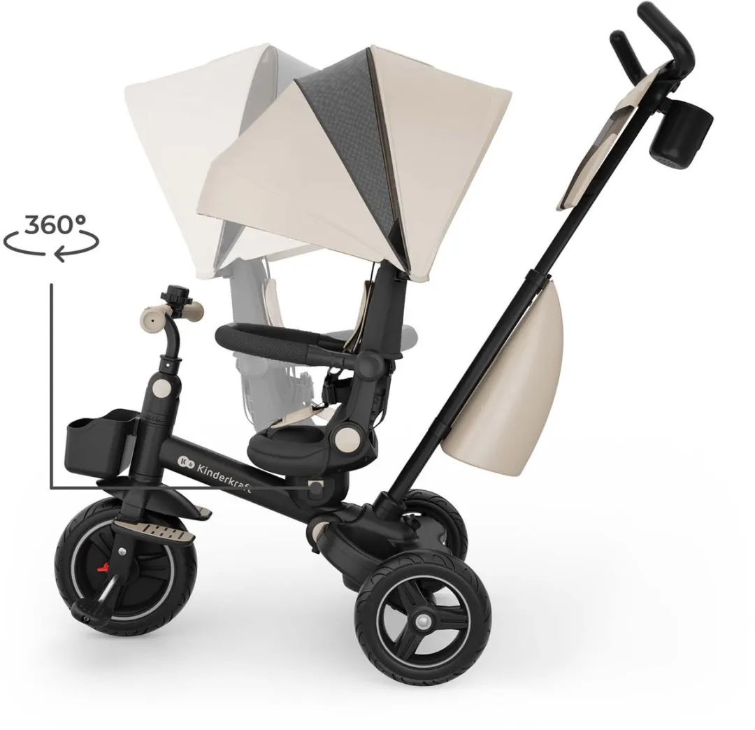 KinderKraft SPINSTEP 2 PLUS Driewieler - 360° Draaibare Zitting - Beige