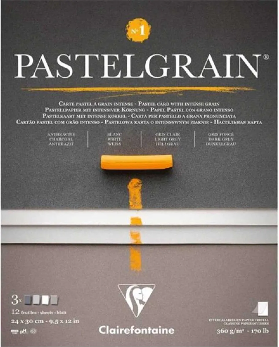 Clairefontaine Pastelgrain Papier 24x30cm - 12 Vel - 4 Kleuren