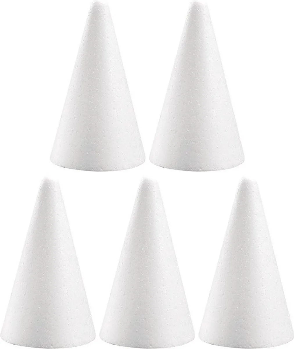 Rayher Piepschuim Kegels 10 Stuks - Wit - H12cm