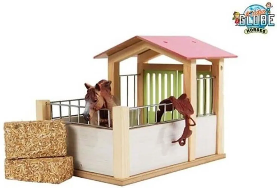 Kids Globe Paardenbox Hout 1:24 - Kleurenmix