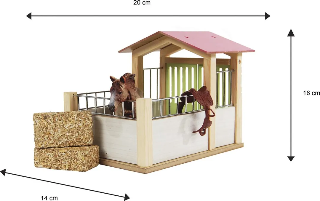 Kids Globe Paardenbox Hout 1:24 - Kleurenmix
