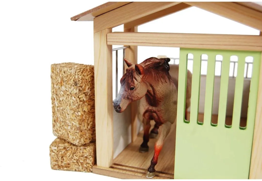 Kids Globe Paardenbox Hout 1:24 - Kleurenmix
