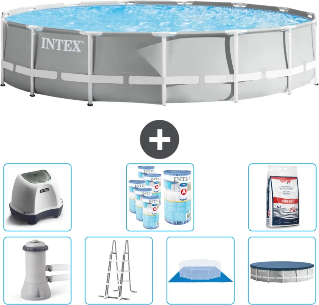 Intex Rond Prism Frame Zwembad 457x107cm - Grijs