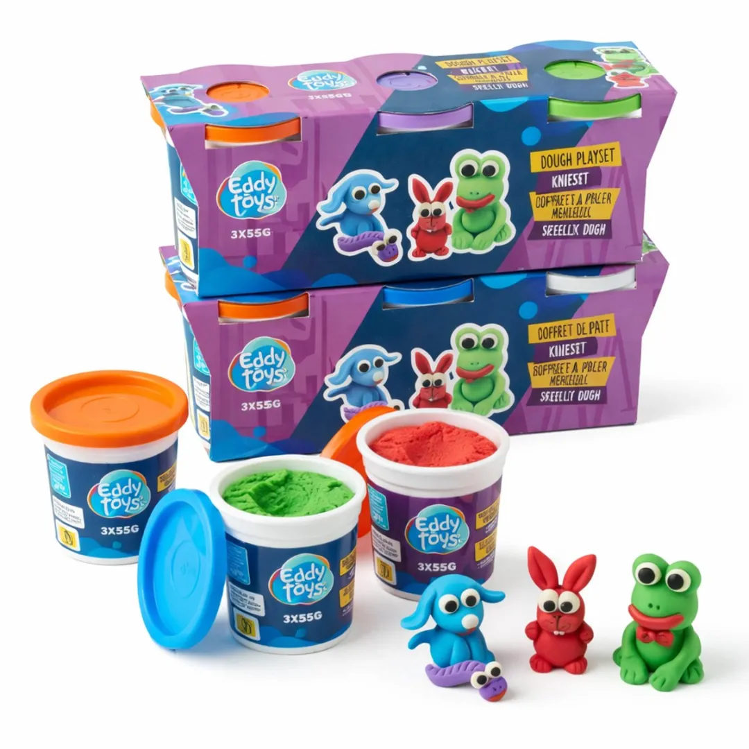 Eddy Toys Kleiset Boetseerklei 3x55g - 3 Potjes - 18+ Maanden