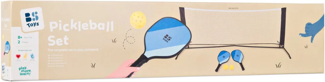 BS Toys Pickleball Set GA524 - 2 Rackets, Net & Ballen - Blauw/Zwart