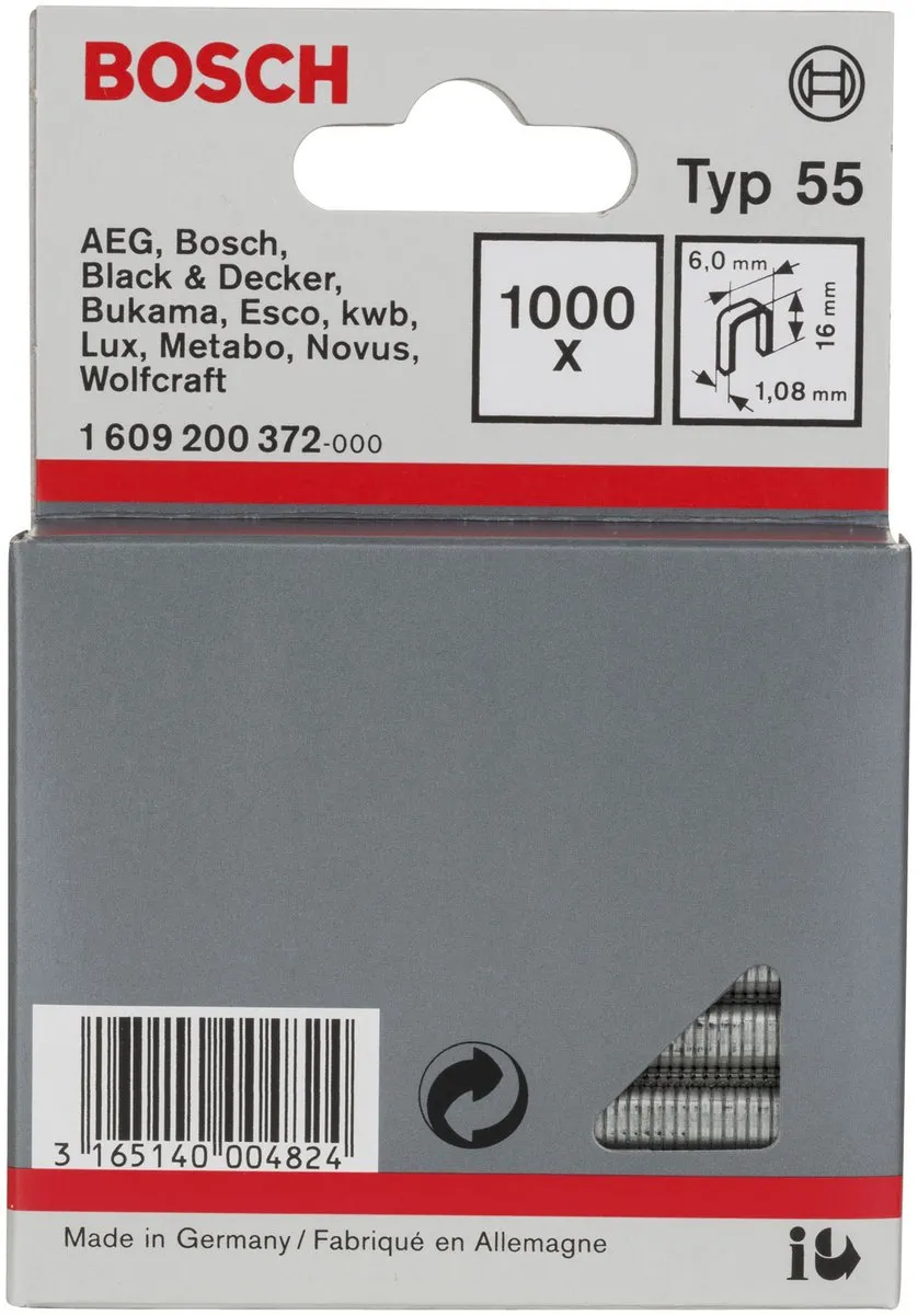 Bosch Niet met smalle rug 55 16x1,08mm - 1000 Stuks