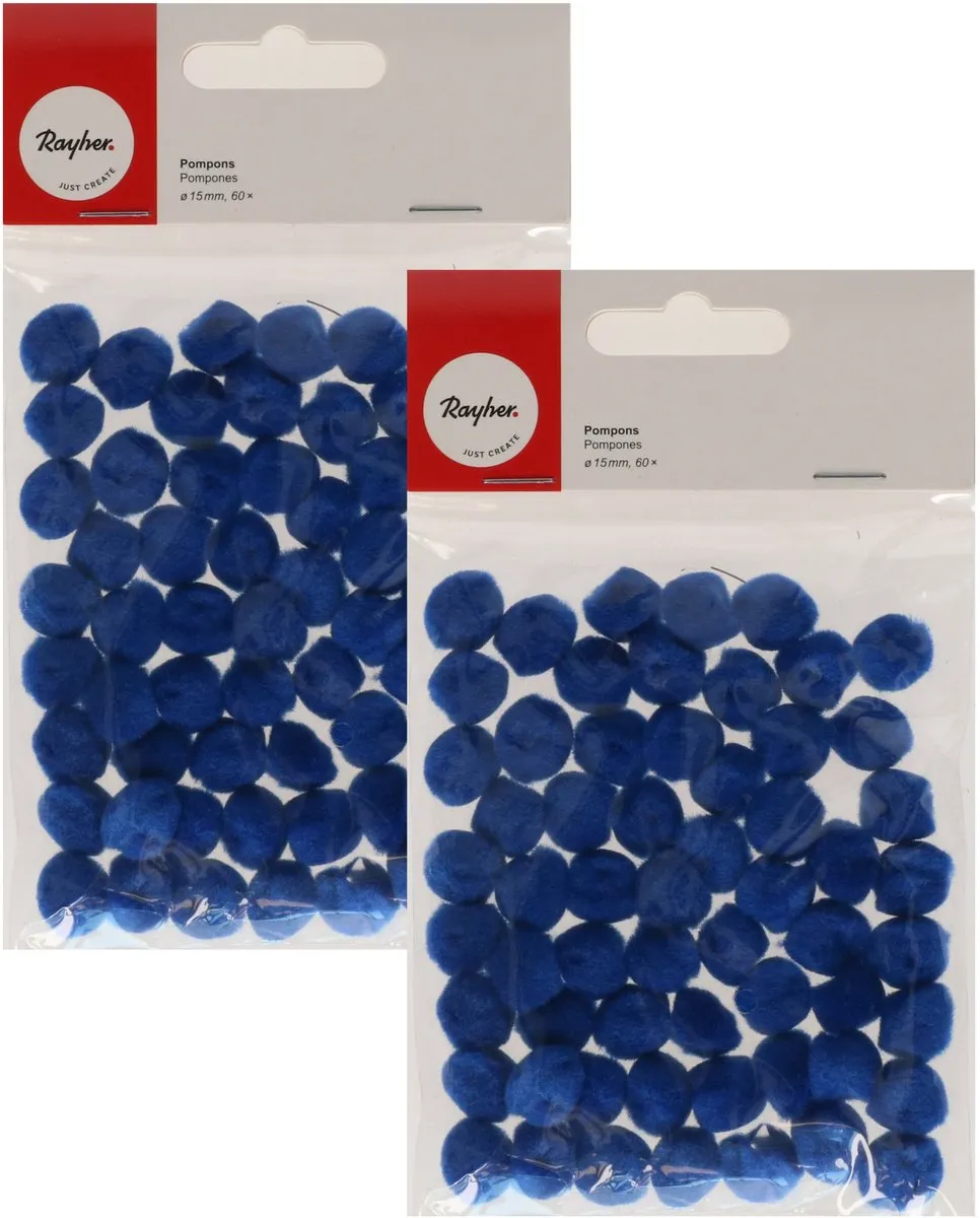 Rayher Knutsel Pompons 15mm - Donkerblauw - 120 Stuks