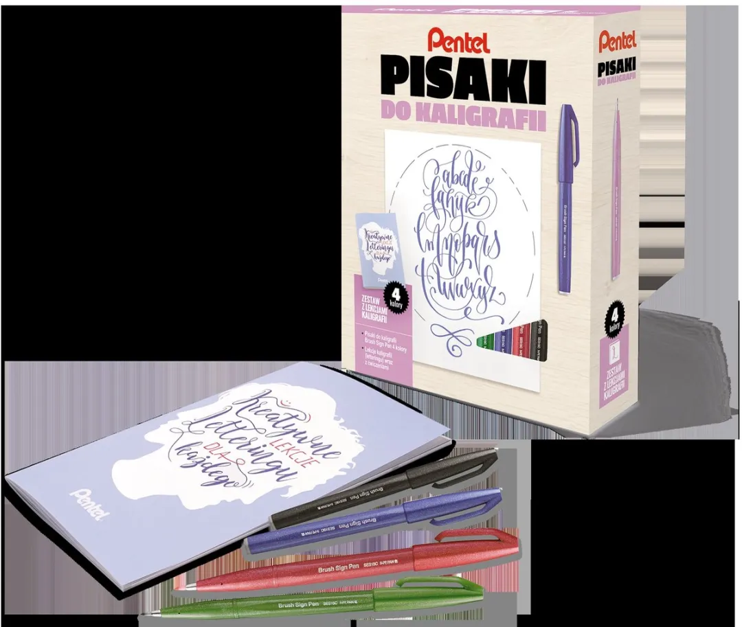 Pentel Brush Sign Pen Set - 4 Stuks - Lettergids