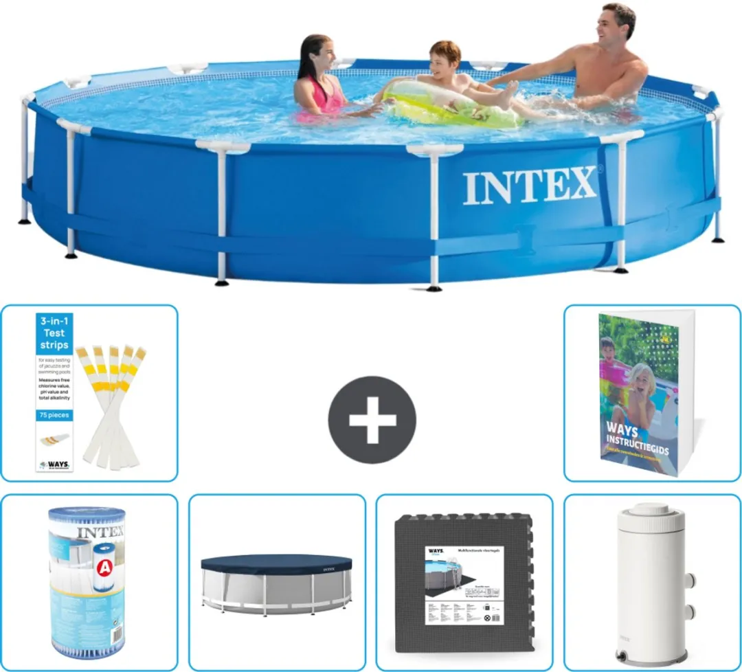 Intex 28210NP-Blauw Rond Frame Zwembad 366x76cm