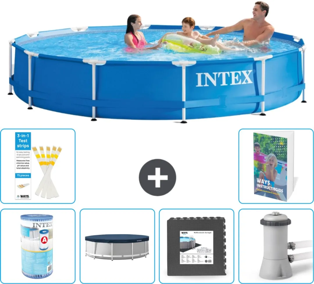 Intex 28210NP-Blauw Rond Frame Zwembad 366x76cm - Blauw
