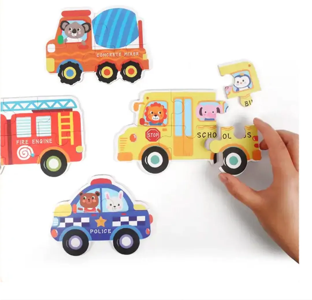 6 in 1 dieren houtenpuzzel in blik