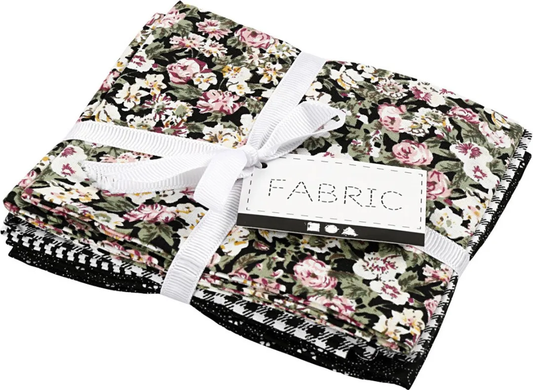 Creativ Company Patchworkstof 45x55cm - Zwart - 4 Stuks