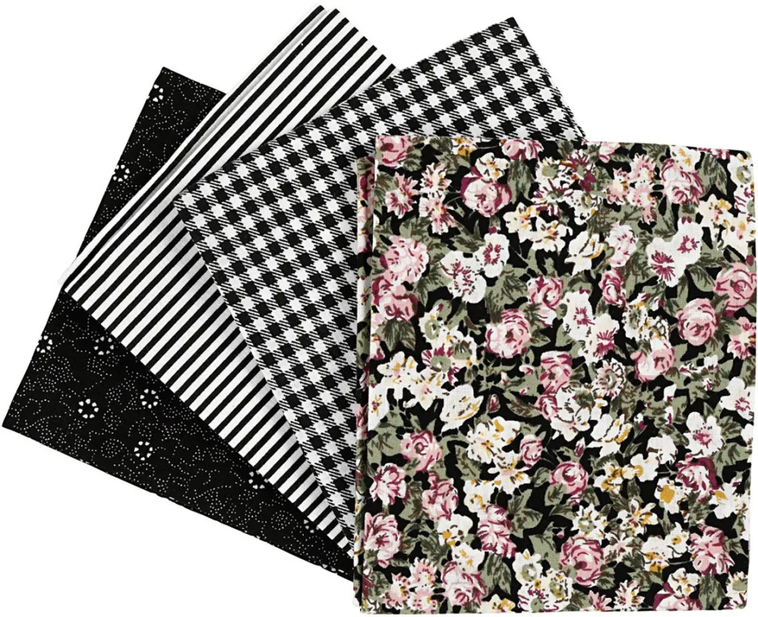 Creativ Company Patchworkstof 45x55cm - Zwart - 4 Stuks