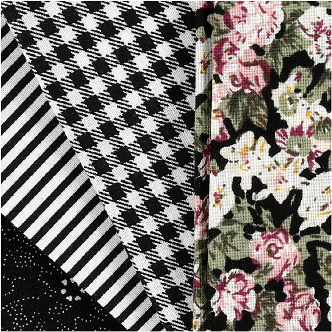 Creativ Company Patchworkstof 45x55cm - Zwart - 4 Stuks