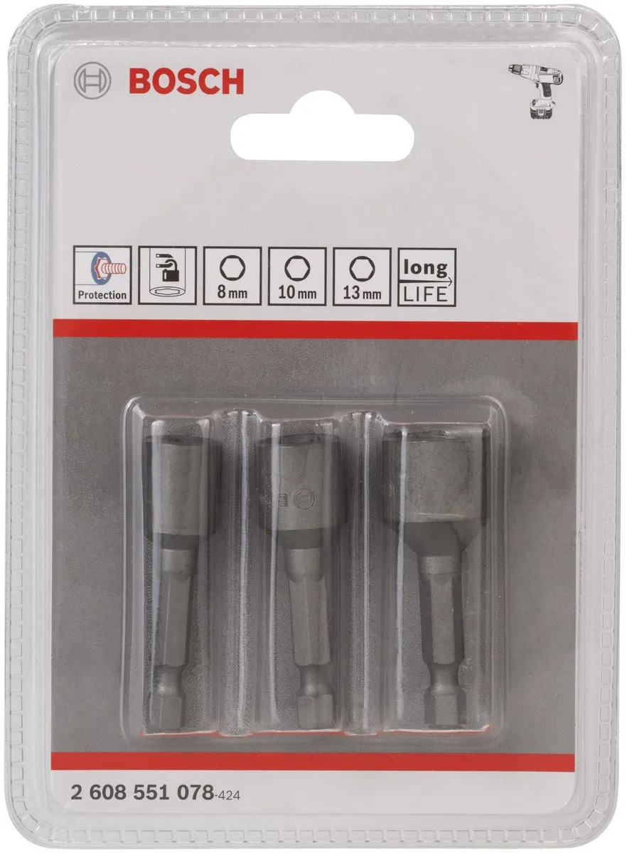 Bosch 3-delig Dopsleutelpack 8/10/13mm