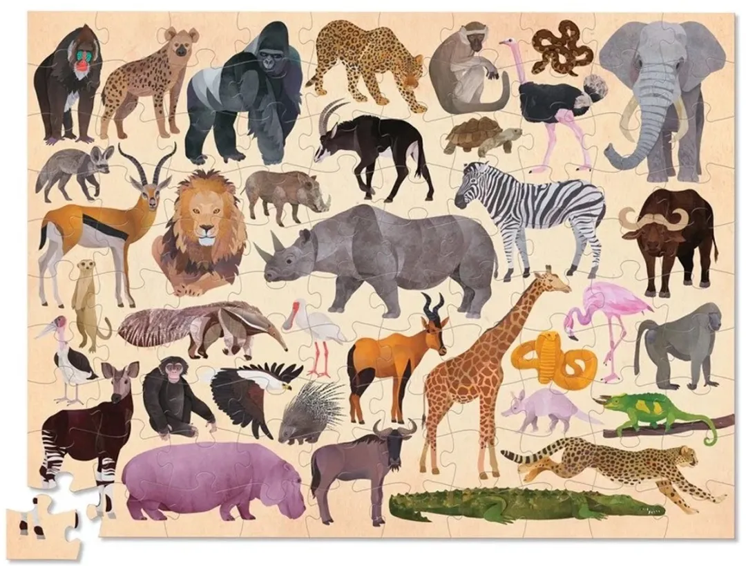 Crocodile Creek CC40542 Puzzel Wilde Dieren 100 Stukjes - Multicolor