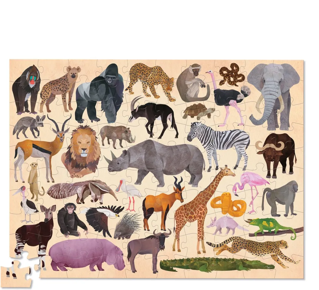 Crocodile Creek CC40542 Puzzel Wilde Dieren 100 Stukjes - Multicolor