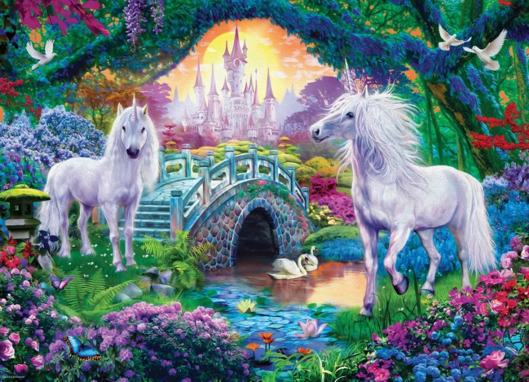 Eurographics Eenhoorns in Sprookjesland Legpuzzel 500XL - 68x48cm - Meerkleurig