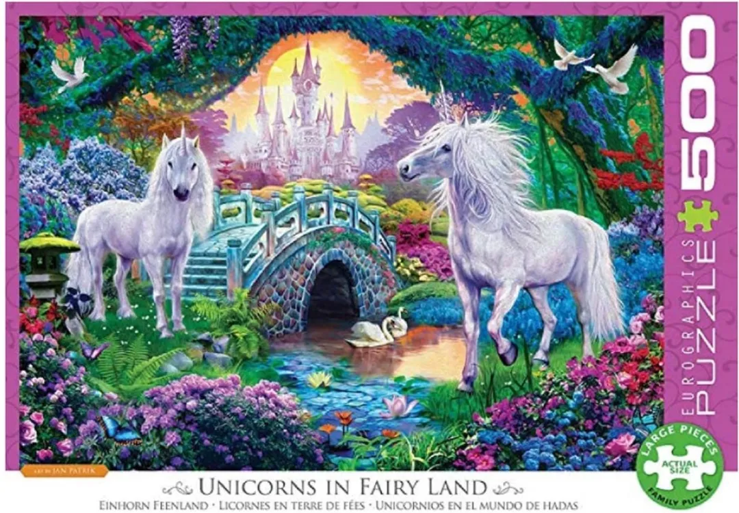 Eurographics Eenhoorns in Sprookjesland Legpuzzel 500XL - 68x48cm - Meerkleurig
