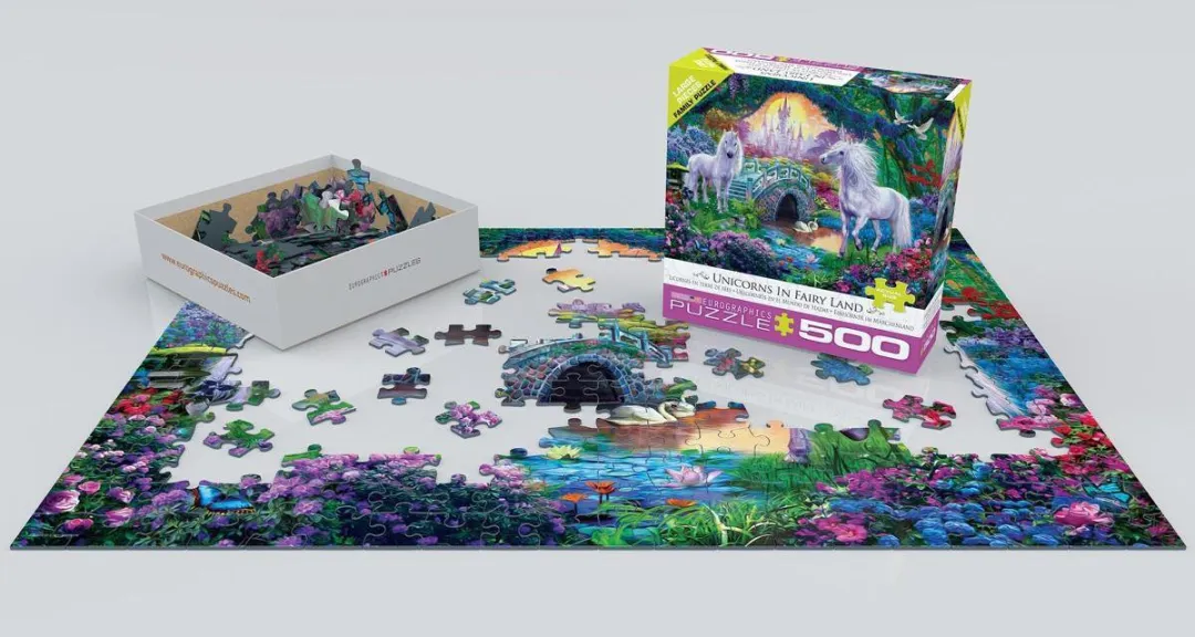 Eurographics Eenhoorns in Sprookjesland Legpuzzel 500XL - 68x48cm - Meerkleurig