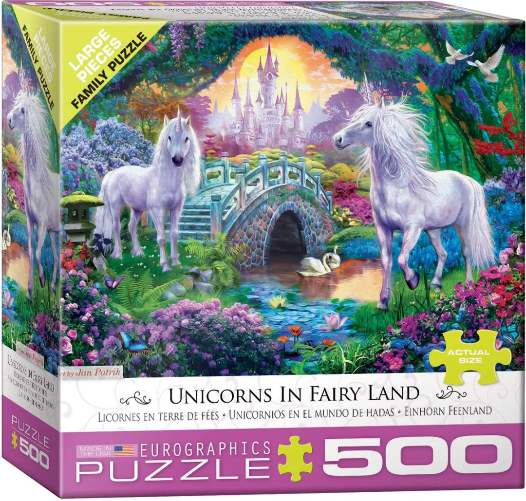 Eurographics Eenhoorns in Sprookjesland Legpuzzel 500XL - 68x48cm - Meerkleurig