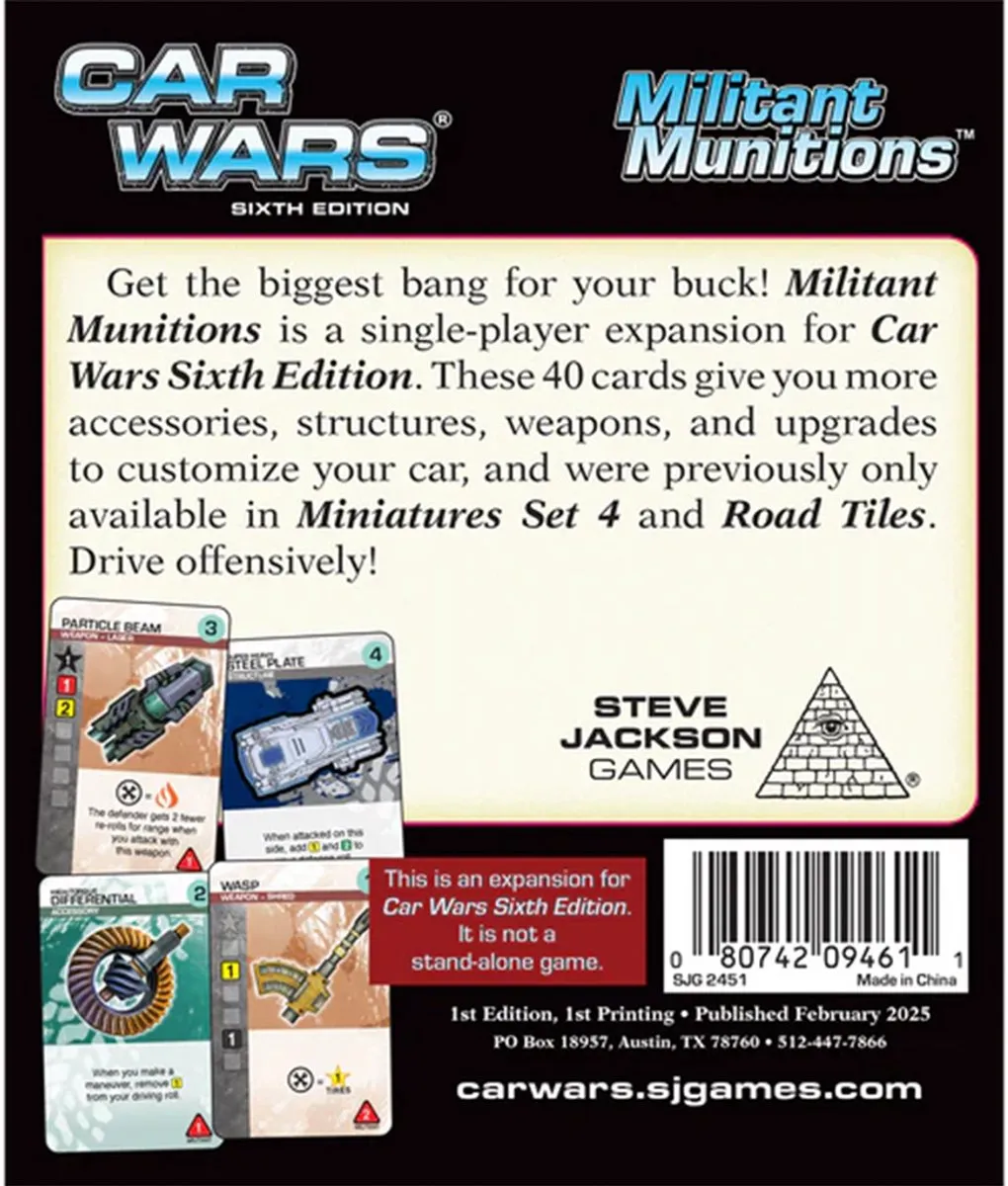 Steve Jackson Games Car Wars Militant Munitions Bordspel - 1 Speler